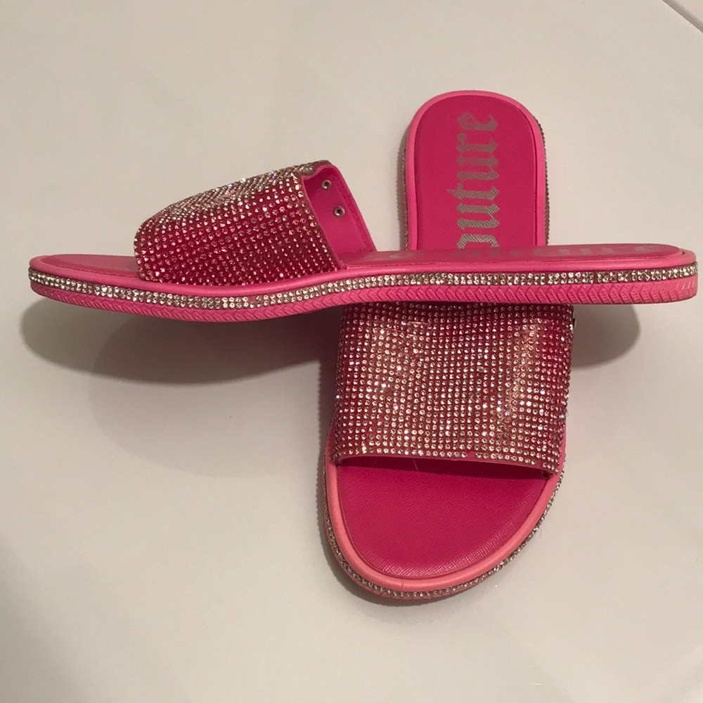 JUICY COUTURE Pink Rhinestone Slide Sandals